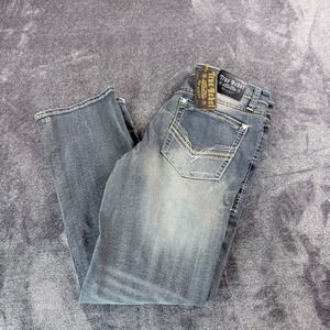 True Rebel 805 Straight Fit Jeans Mens 36x32 Blue Thick Stitch Denim STARK